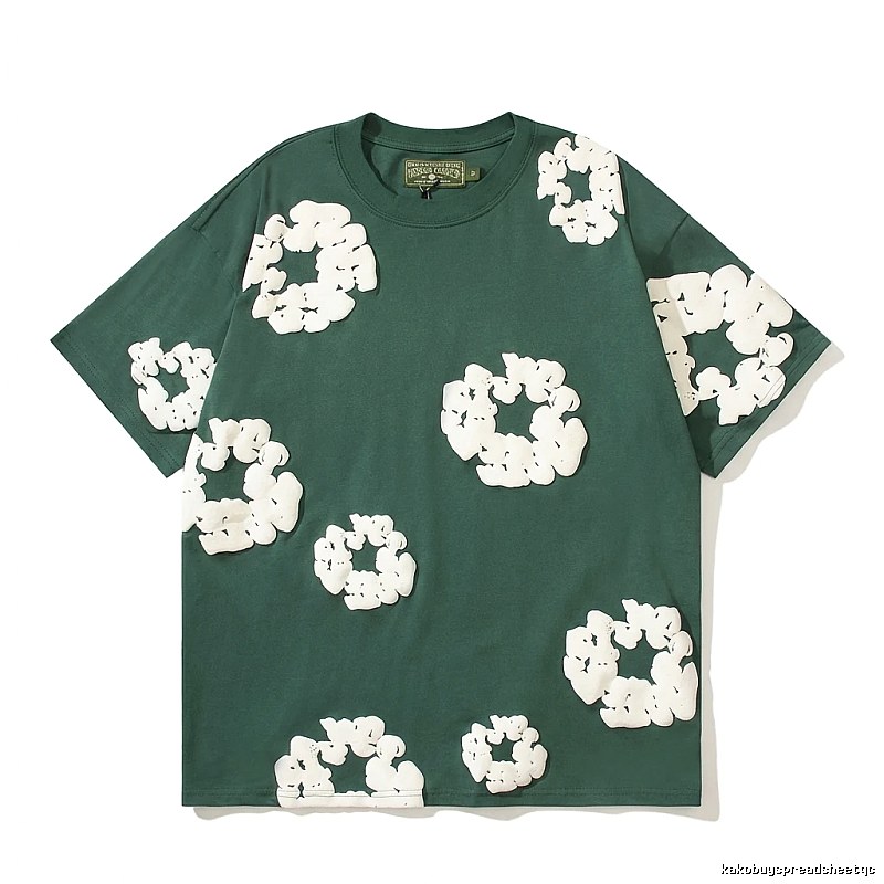 DENIM TEARS Three-dimensional Flower Dark Green T-shirt