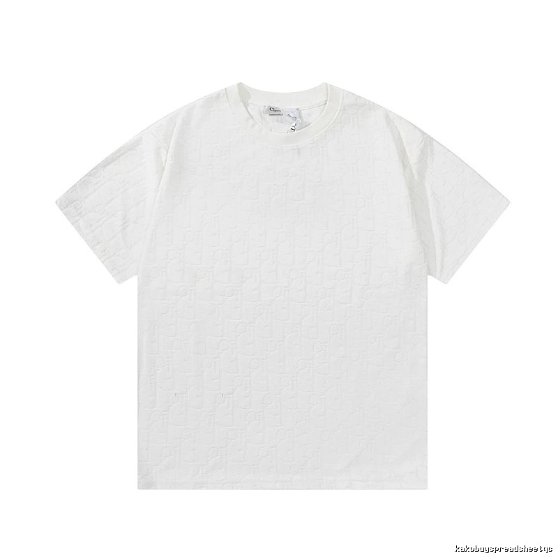 Dior All-over Monogram Print Light Luxury Style White T-Shirt