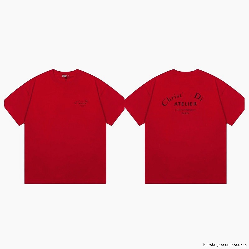 Dior Atelier Minimalist Style True Red Short-sleeve T-shirt