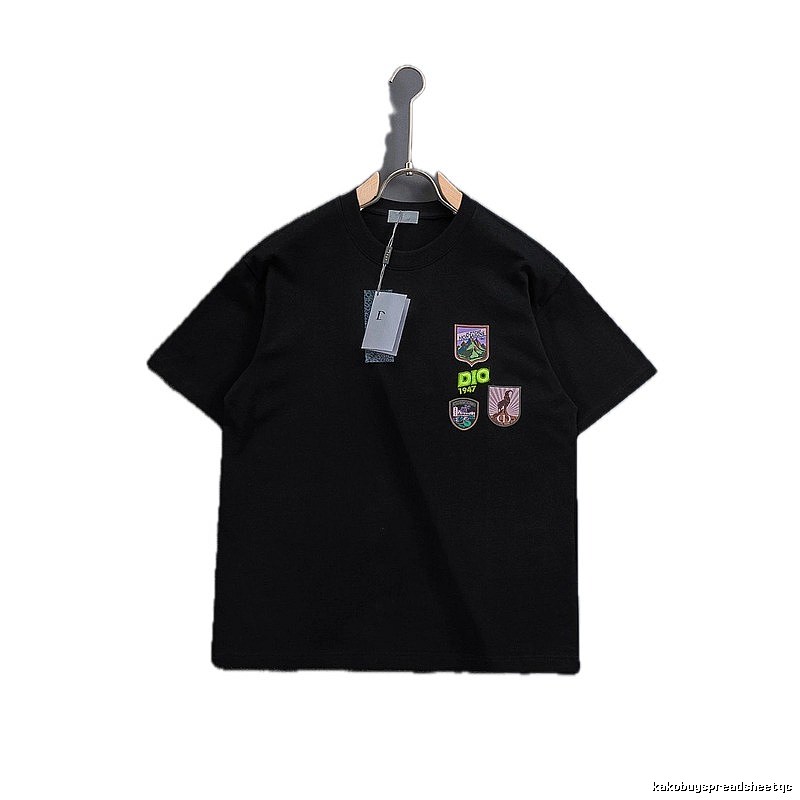 Dior Badge Collection Vintage Style Black Short-sleeve T-shirt