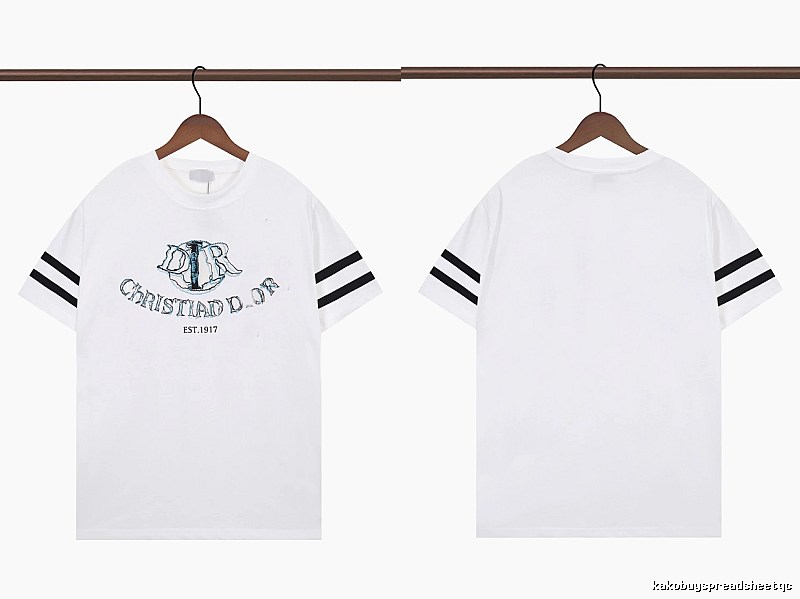 Dior Embroidered Collection Vintage Style White Short-sleeve T-shirt