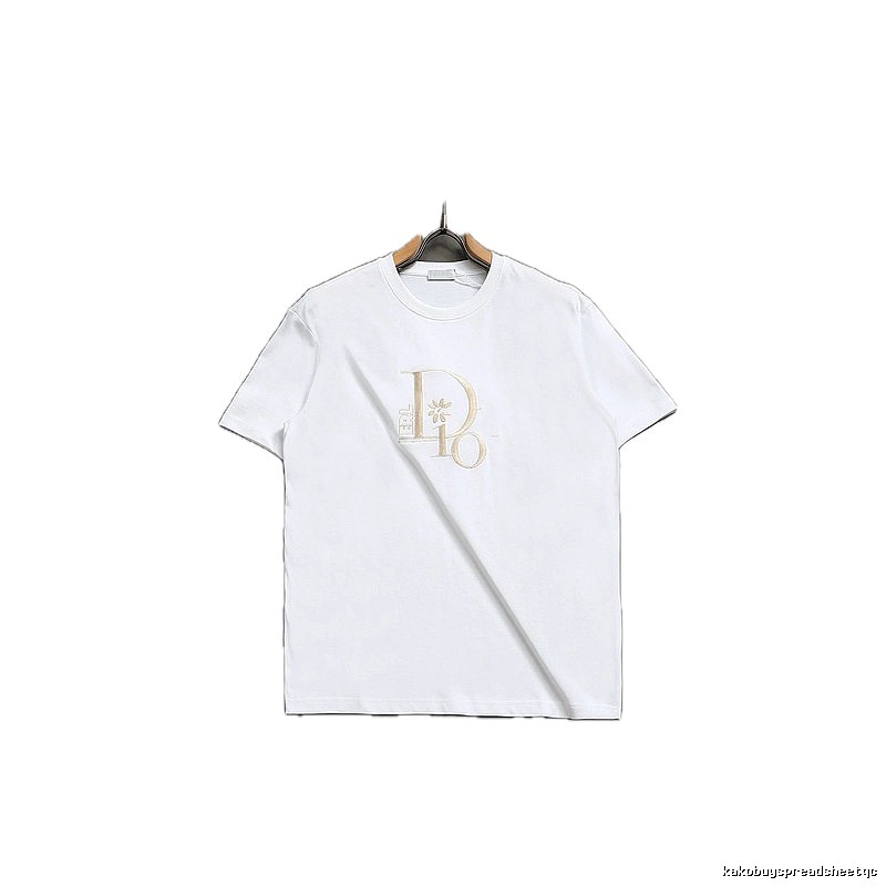 Dior Embroidered Light Luxury Style White T-Shirt