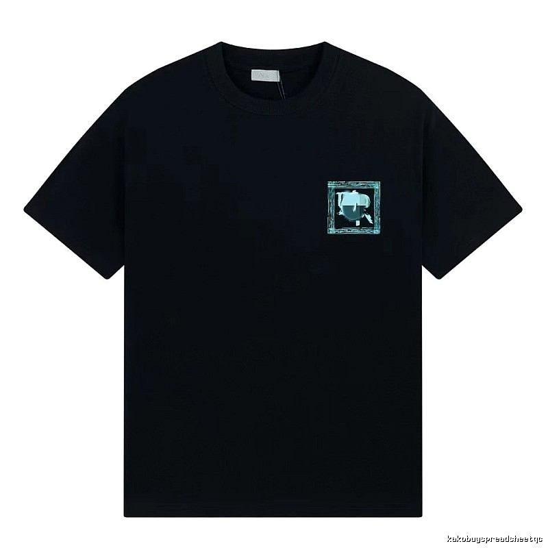 Dior Frame Print Trendy Style Black Short-sleeve T-shirt