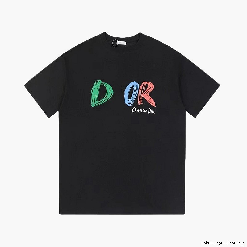 Dior Graffiti Collection Edgy Trendy Style Black Short-sleeve T-shirt