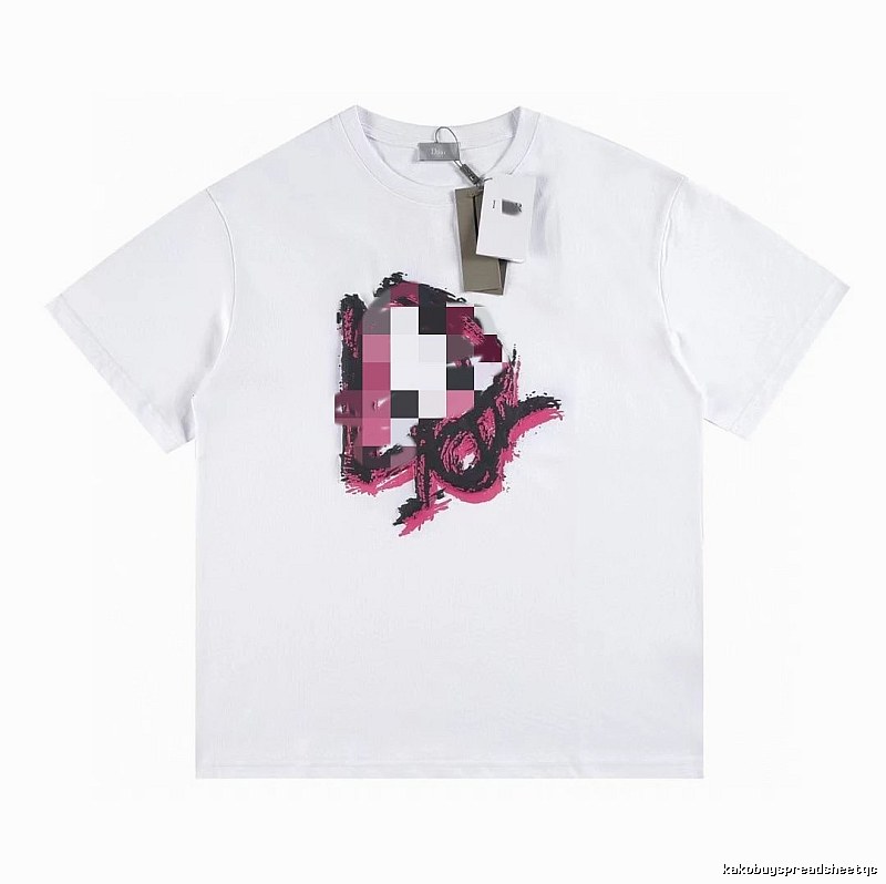 Dior Graffiti Print Street Style White T-Shirt