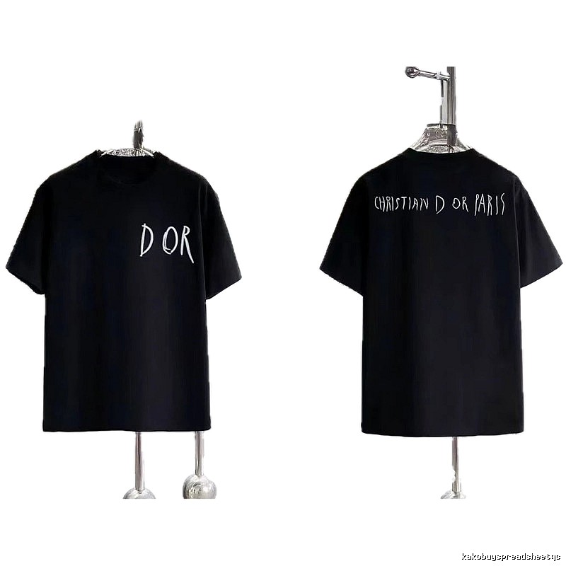 Dior Hand-painted Graffiti Minimalist Style Black T-shirt