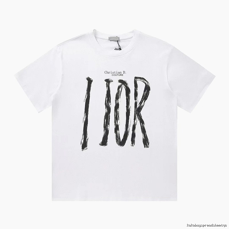 Dior Haute Couture Graffiti Casual Style White T-Shirt