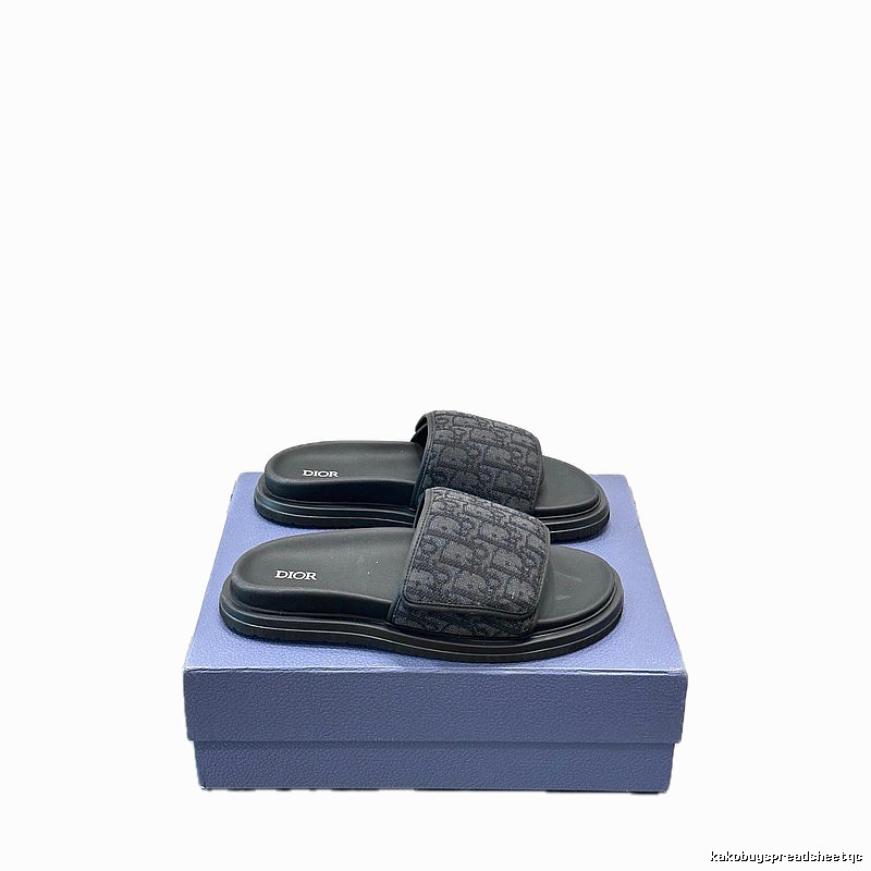 Dior Monogram Light Luxury Style Black Slide Sandals
