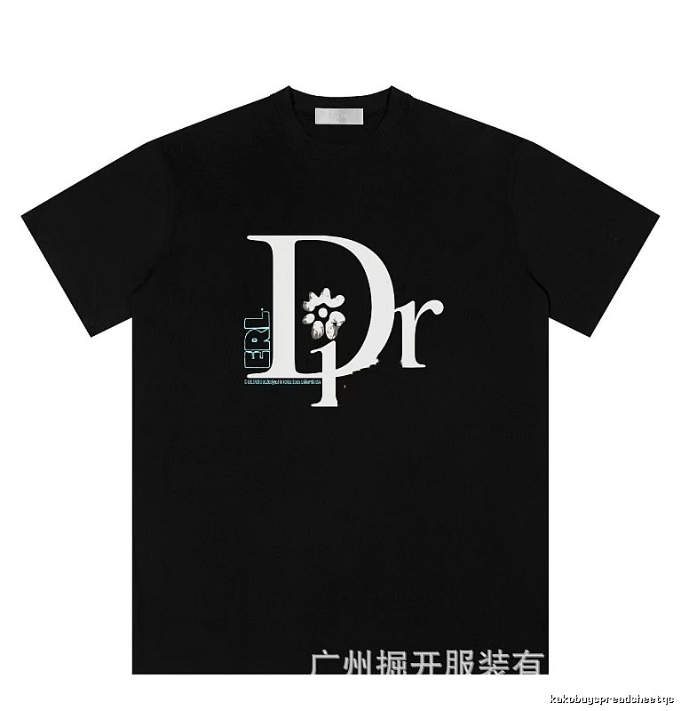 Dior x ERL Co-branded Trendy Style Black T-Shirt