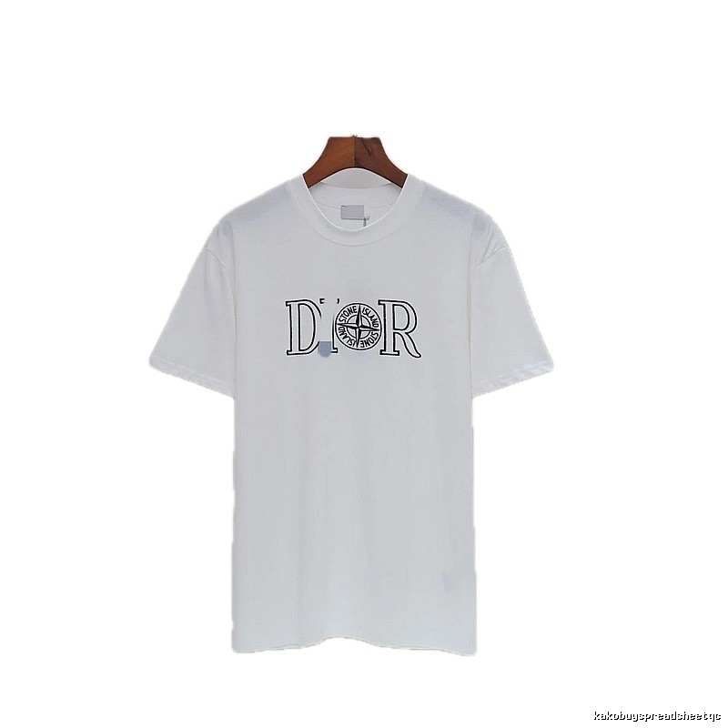 Dior x Stone Island Co-branded Casual Style White T-Shirt