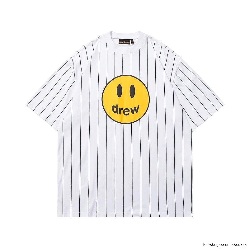 DREW Smiley Face Street Style White Striped T-shirt