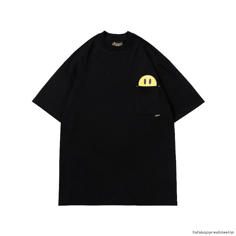 DREW Smiley Pocket Street Style Black T-Shirt