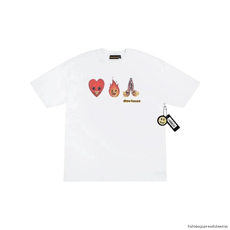DrewHouse Heart Flame Print Street Style White T-shirt
