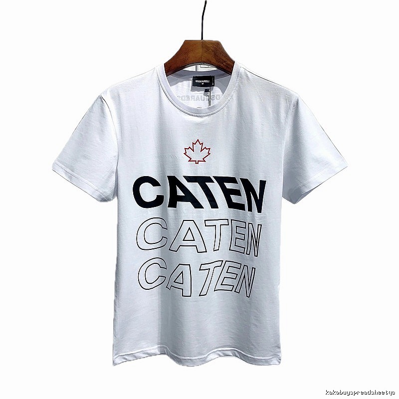 DSQ CATEN Letter Print Trendy Brand White Short Sleeve T-Shirt