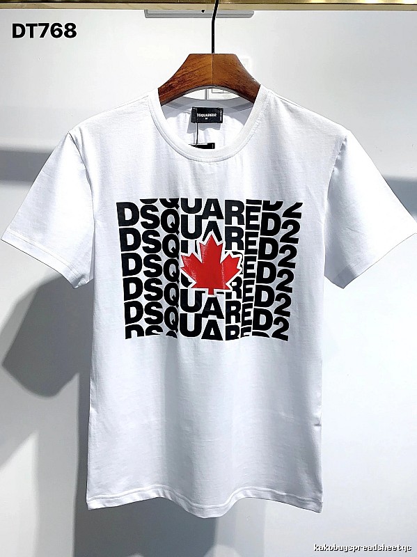 DSQ2 Maple Leaf Print Street Style White Short Sleeve T-Shirt