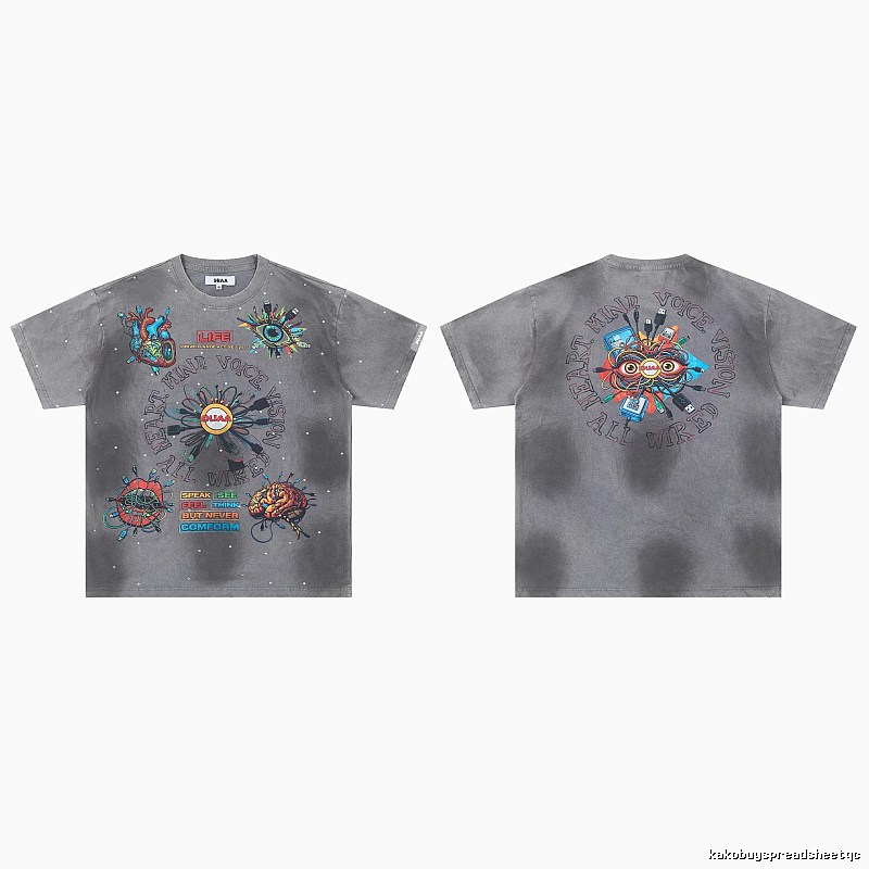 DUAA Cyber Print Street Style Grey T-Shirt