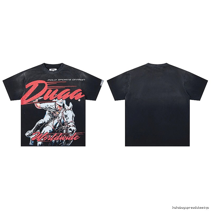 DUAA Vintage Style Black Polo T-Shirt