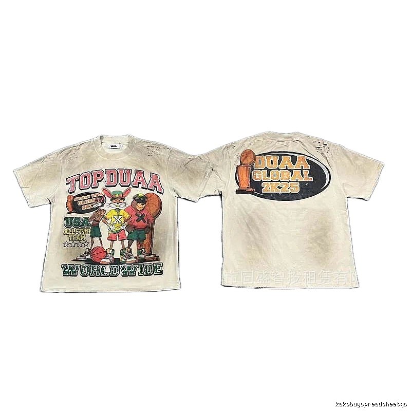 DUAA2K25 American Retro Beige Printed Short-sleeve T-shirt