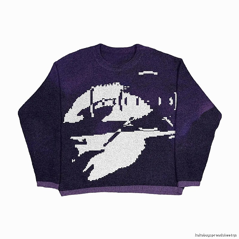 Easy Match Anime graphic sweater Black Knit Top for Leisure Wear