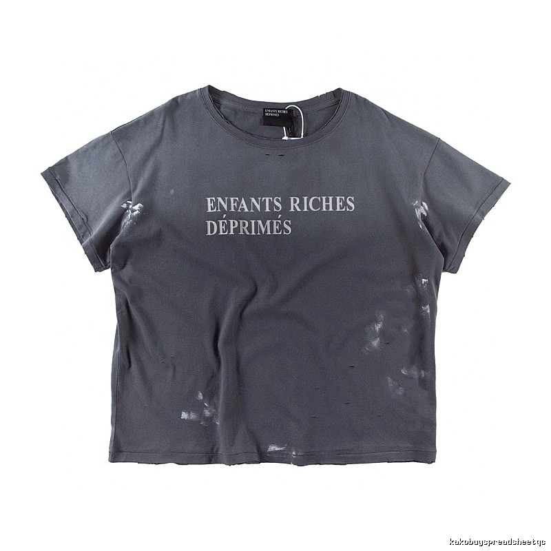 ERD Ink-splatter Distressed Vintage Style Gray Short Sleeve T-shirt