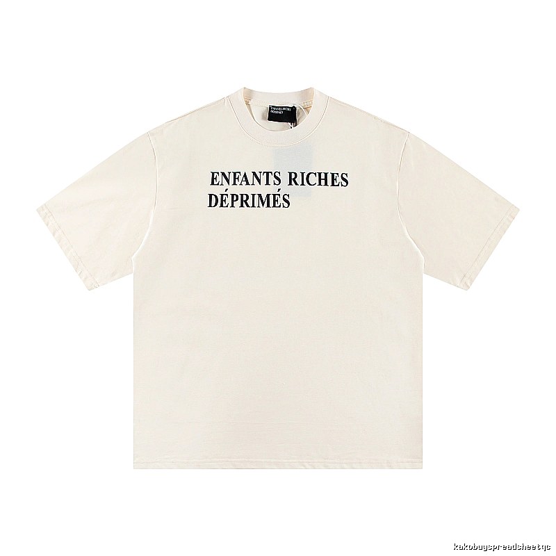 ERD Letter Print Minimalist Style Off-white Short-sleeve T-shirt