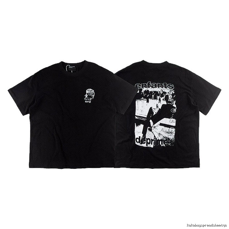ERD Portrait Print Dark Style Black Short-sleeve T-shirt