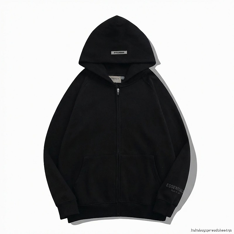 ESSENTIALS minimalist style black hoodie
