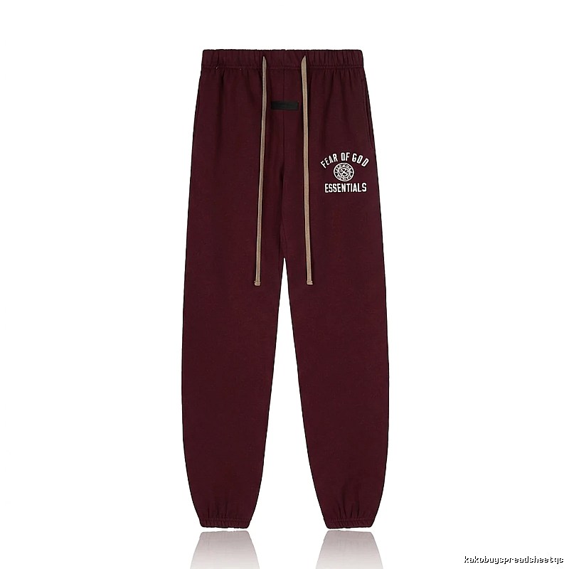ESSENTIALS Trendy Casual Wine Red Sweatpants
