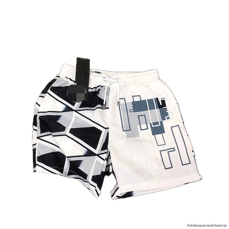 Fendi Geometric Print Casual Style White and Black Shorts