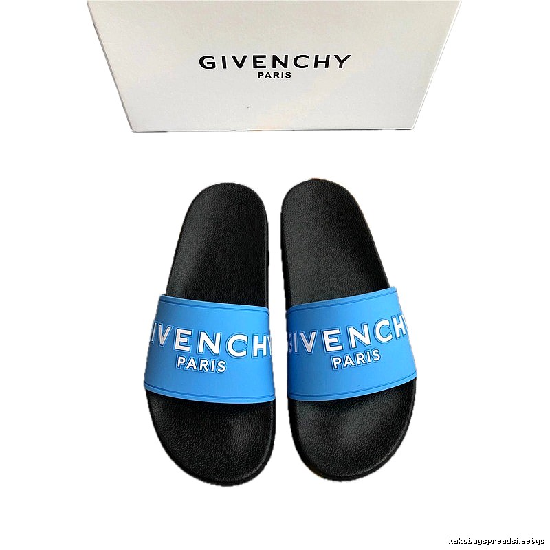 Givenchy Letter Print Streetwear Style Blue and Black Slides