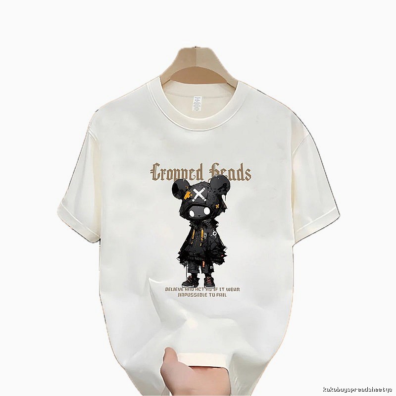 Gloomy Bear Printed Street-style Off-white Short-sleeve T-shirt