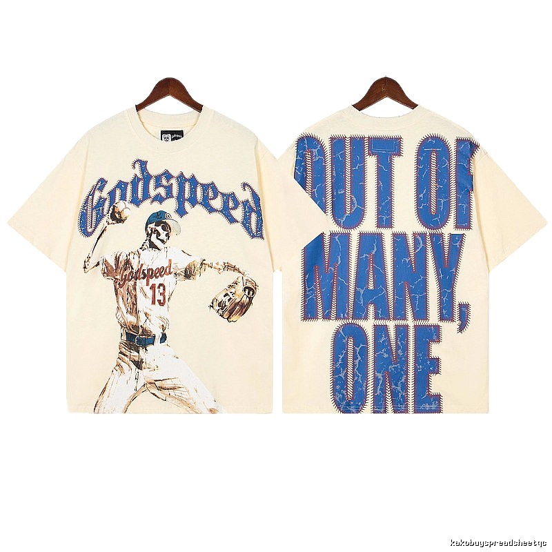 Godspeed Baseball Print Vintage Beige T-shirt