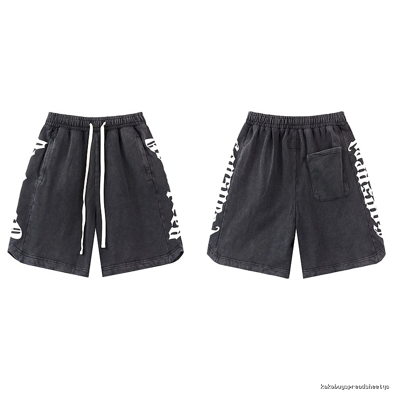 Godspeed Gothic Print Street Style Charcoal Black Shorts