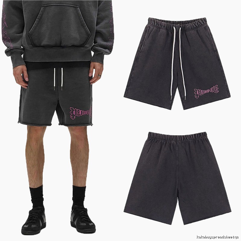 Godspeed Printed Gothic Style Charcoal Gray Shorts
