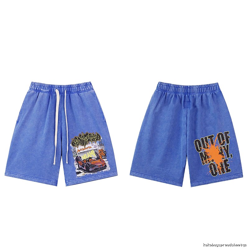 Godspeed Sports Car Print Street Style Blue Shorts