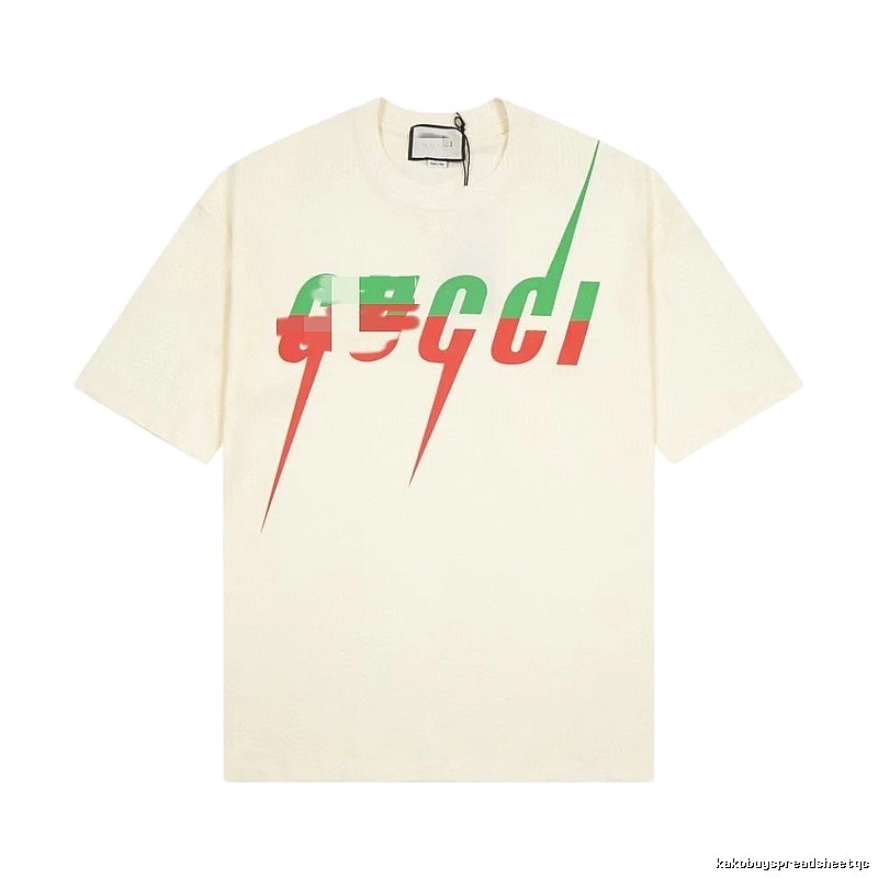 Gucci Color-block Print Casual Style Off-white Short-sleeve T-shirt