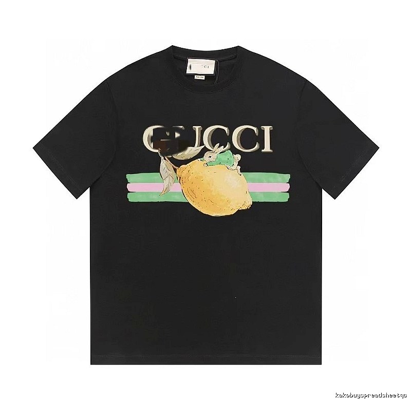 Gucci Lemon Print Casual Style Black T-shirt