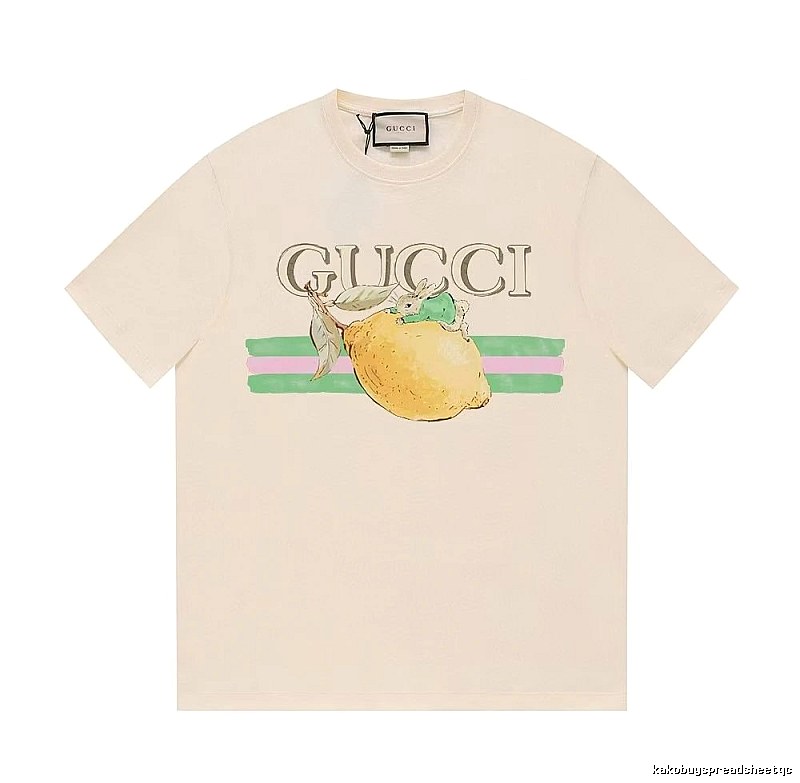 Gucci Lemon Print Casual Style Off-white Short-sleeve T-shirt