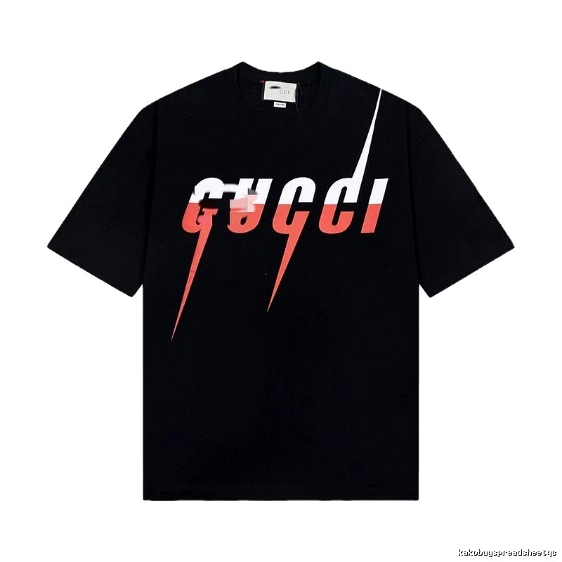 Gucci Lightning Print Trendy Style Black T-Shirt