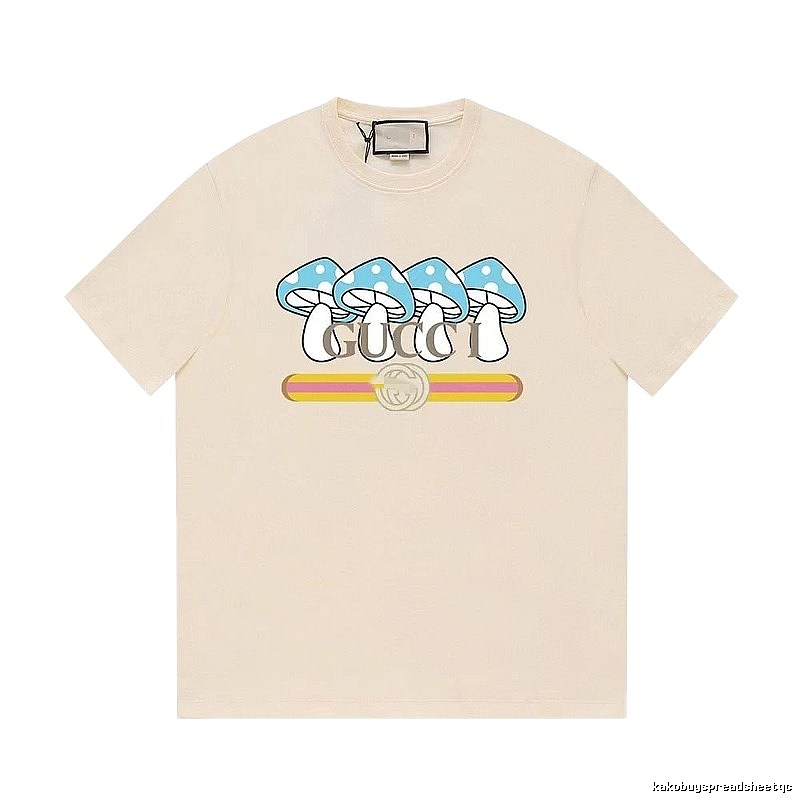 Gucci Mushroom Print Casual Style Off-white T-shirt