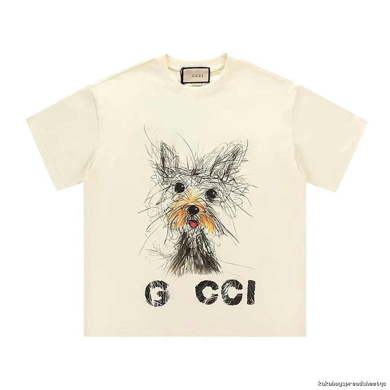 Gucci Puppy Graffiti Casual Style Off-white T-Shirt
