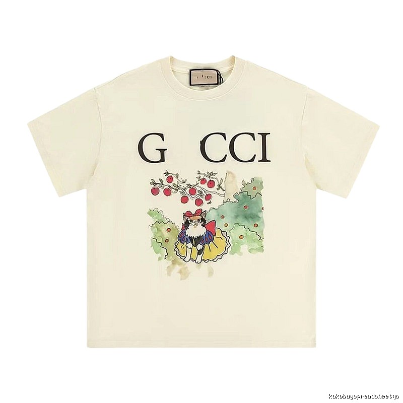 Gucci Vintage-Style Off-White Cat Print T-Shirt