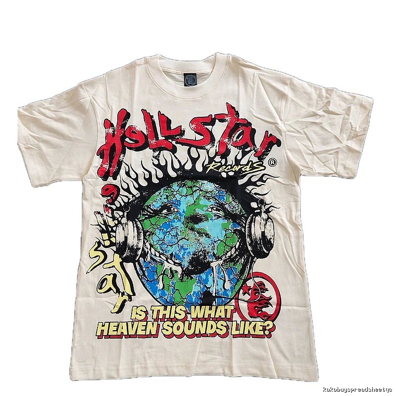 Hellstar Earth Print Street Style Off-White T-Shirt