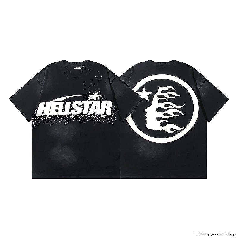 Hellstar Flame Print Street Style Black T-Shirt