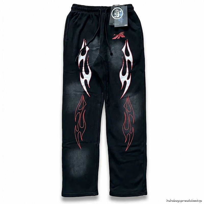 Hellstar Flame Wind Black Sweatpants