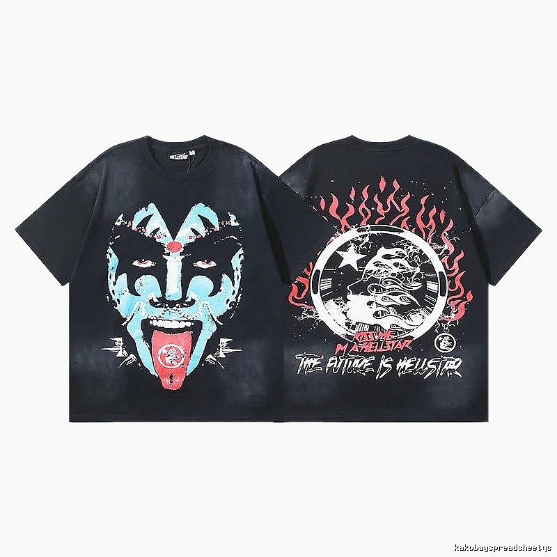 Hellstar Grimace Print Street Style Black T-Shirt