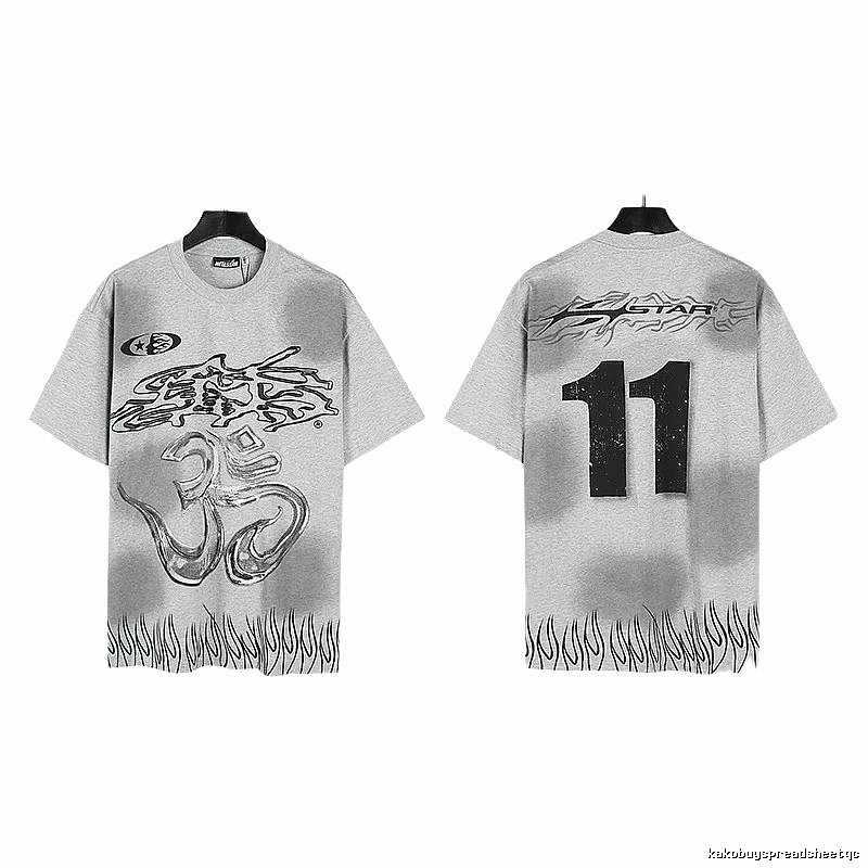 Hellstar No.11 Flame Street Style Gray T-Shirt
