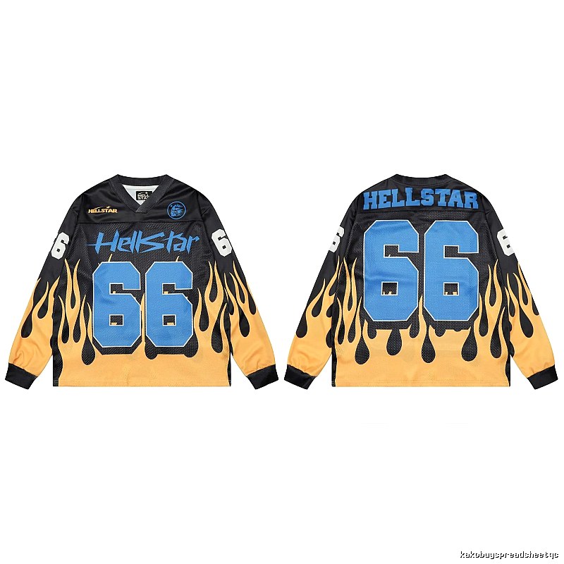 Hellstar No.66 Flame Street Style Black and Yellow Jersey