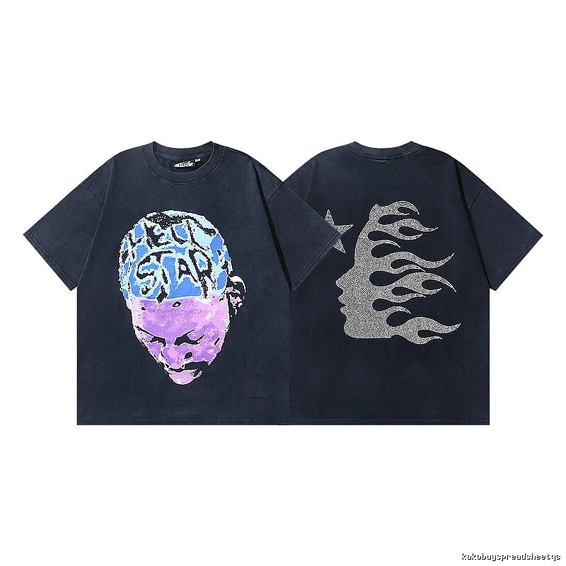 Hellstar Portrait Print Street Style Black T-Shirt