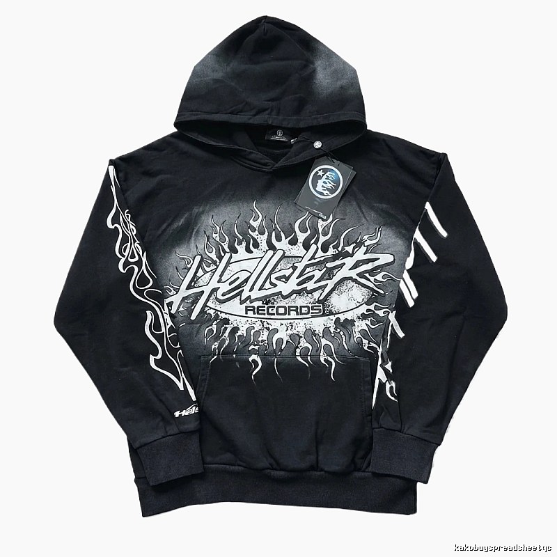 Hellstar Records Flame Wind Black Hoodie